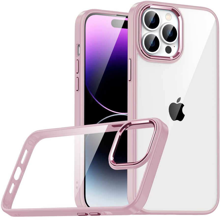 Zore Apple için uyumlu iPhone 14 Pro Max Kılıf Zore Flora Kapak Rose Gold