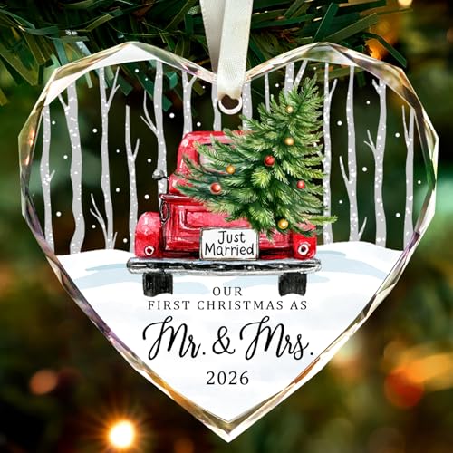 Image of First Christmas Married Ornament,Mr and Mrs Wedding Gifts for Couples 2026