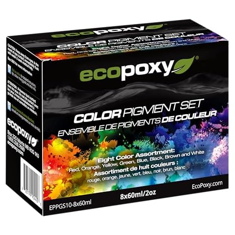 EcoPoxy 60mL & 8 Liquid Different Epoxy Resin Color Pigment Set - Vibrant Pigments for Stunning Epoxy Resin Art - Epoxy Wood Filler for Woodworkers and Artists - Easy Mix, Create Unique Color Effects Cover