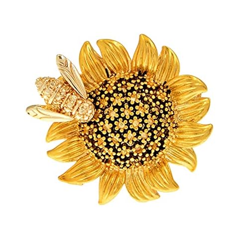 HCMA Sunflower With Bee Brooches For Women And Men Daisy Flower Collar Insect Pin Clothes Jewelry Accessories Cover