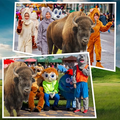 Image of Geelin 5ft Bison Cardboard Cutout Stand up Life Size Realistic Animal Cow Theme Party Decorations Safari Jungle Backdrop Photo Prop Stand up for Zoo Safari Jungle Themed Birthday Party Decor Supplies