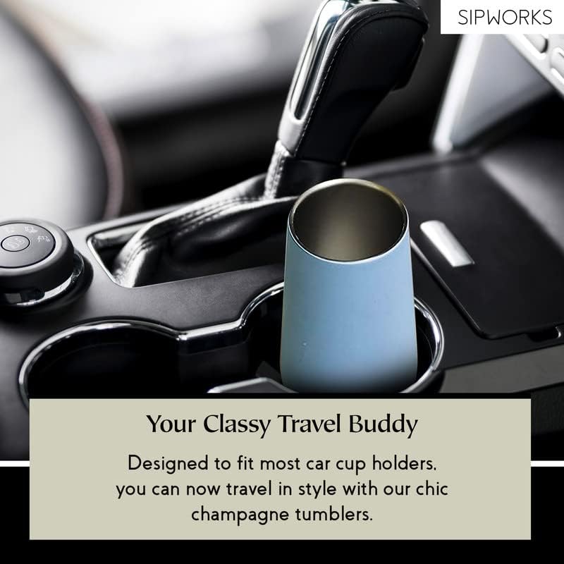 Sipworks Champagne Tumbler - 8oz Stainless Steel Wine Tumbler with Double Walled Vacuum Insulation - Spill Resistant, Shatterproof Insulated Champagne Flutes for Travel & Parties (Rose Gold) - Image 7