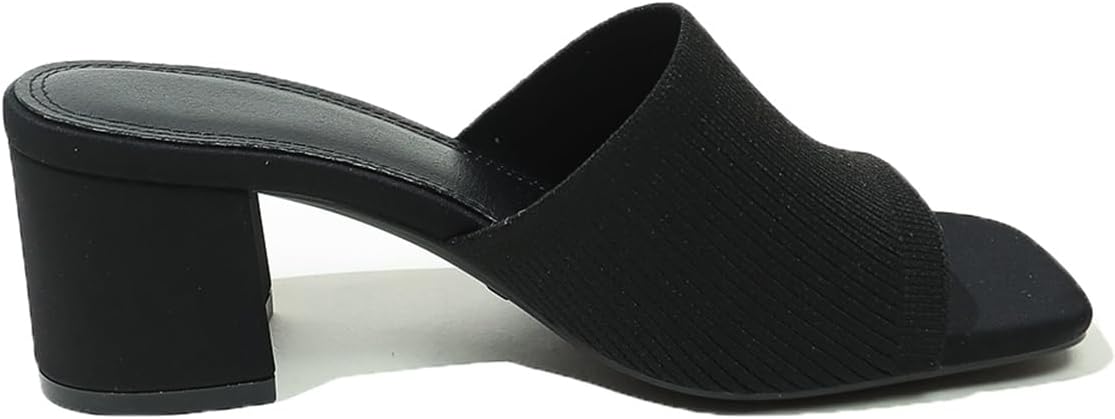 Women's Heeled Sandals Square Open Toe comfortable Heeled Mules Chunky Block Low Heel On Slides - Image 4