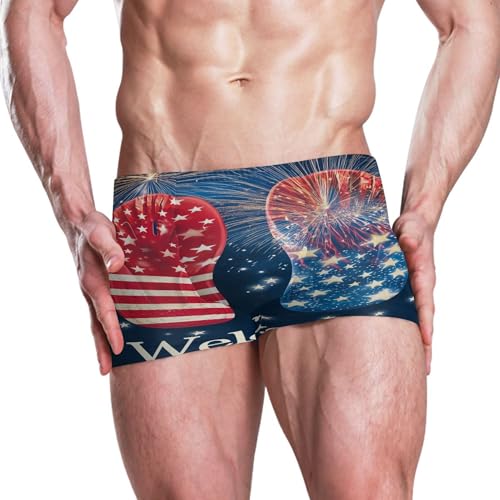 July 4th Independence Day Flip Flop Mens Swim Trunk Swimwear Swim Brief Square Leg Board Short S S04070402