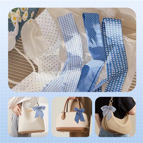 4 Pack Scarves for Bags,Skinny Purse Scarves for Handbags,Multifunctional Fashion Scarf for Women,Boho Headbands & Bag Charms3