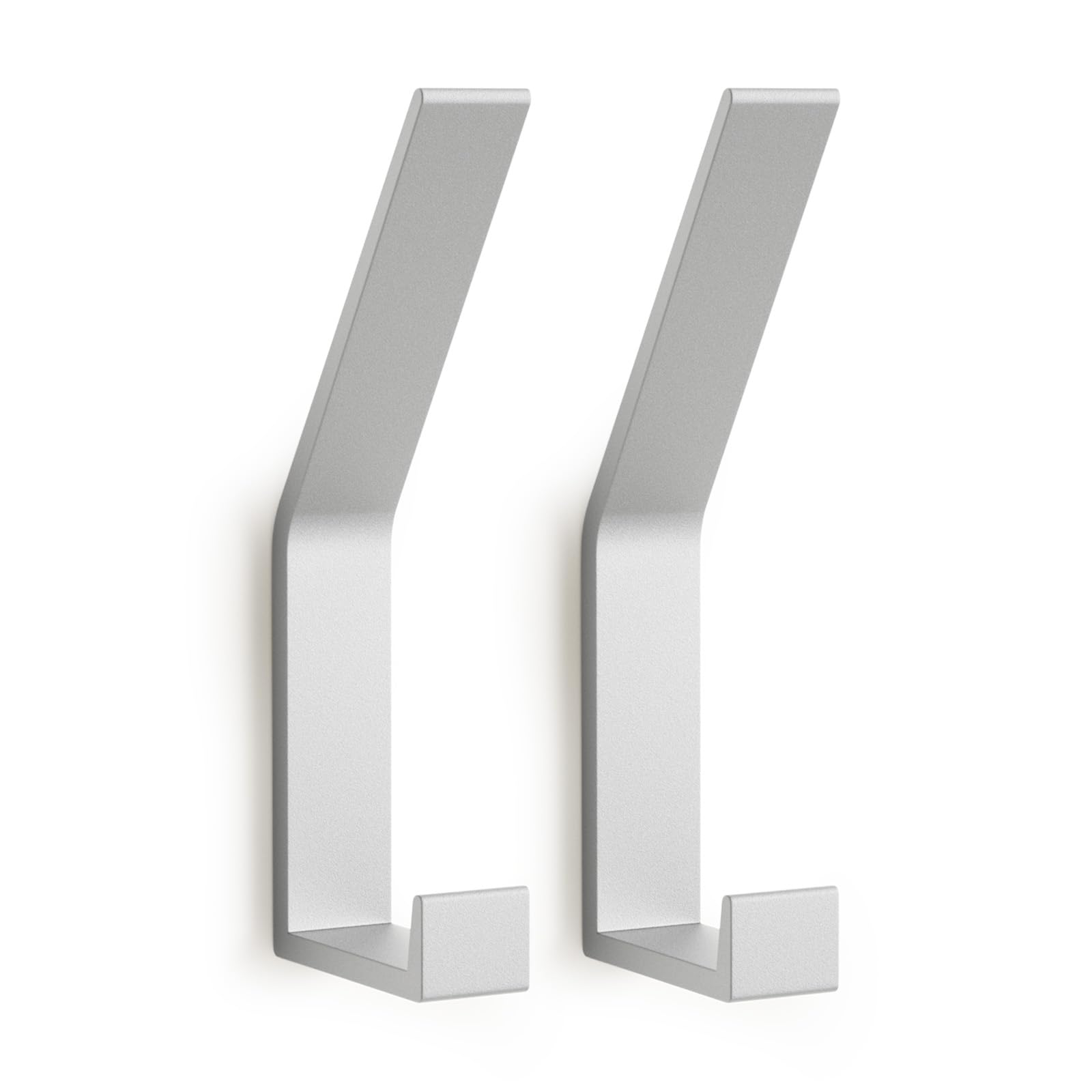 PDGROW® Kleiderhaken 2 Stück, Handtuchhaken zum Bohren(Schrauben unsichtbar!), Garderobenhaken Wand Moderne Garderobenleiste für Jacken, Mäntel, Kleidung, Schals, Handtaschen und Mehr (Silber)