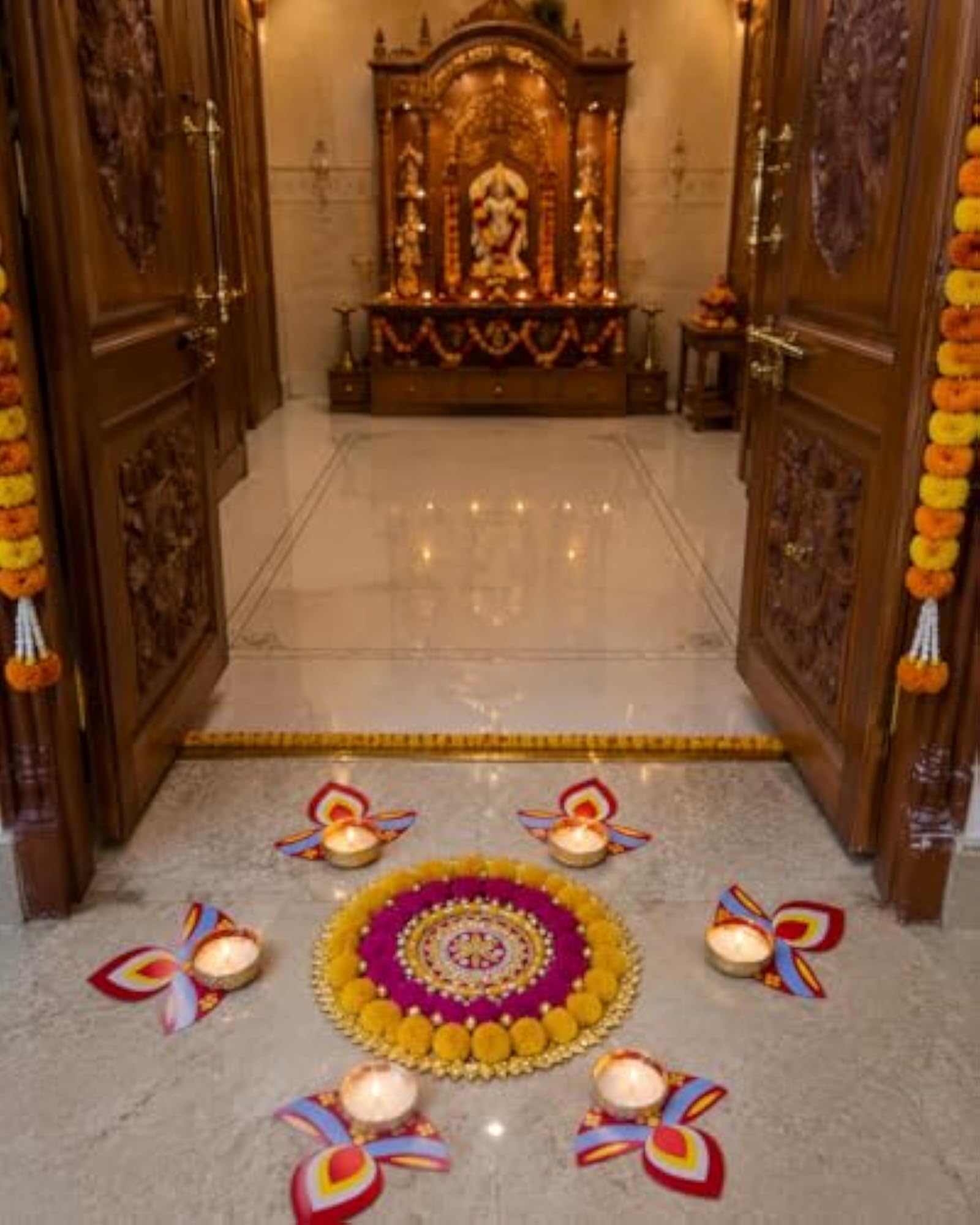 Handcrafted Decorative Rangoli T-Light Holder Set 1, Diwali Decor