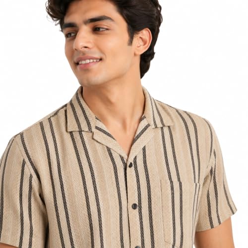Image of Men's Jute Cotton Half Sleeve Shirt for Man |Lightweight & Breathable Casual Summer Wear | Crochet Shirt for Men, Shirts for Men Stylish, Mens Casual Shirts