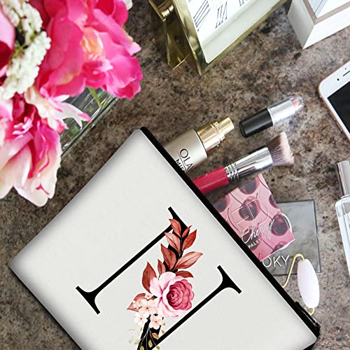 Image of Vavabox A-Z Personalized Makeup Bag, Birthday Gifts for Women Mom, Gifts for Best Friend, Bride Bridesmaid Cosmetic bag (N, 01-White)