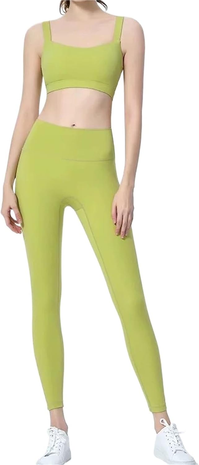 Workout Sets for Women Women's Yoga Fitness Suit Fixed One-Piece Sports Bra Nude High Waisted Hip Lifting Pants Activewear