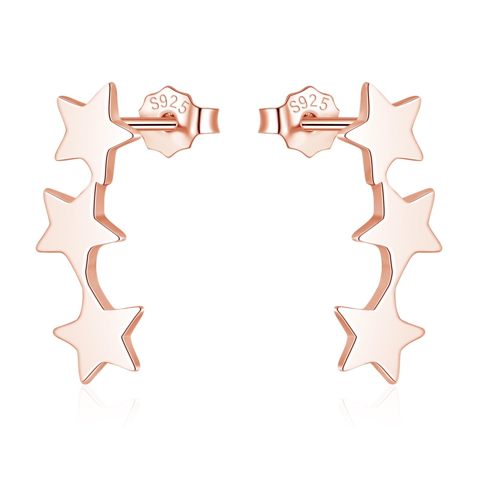 Zolkamery Ohrstecker Silber 925, 925 Sterling Silber Stern Stecker Ohrringe für Damen, Hypoallergene Stern Ohrstecker mit Zirkonia, 15 16mm Schlafen Knorpel Ohr Stecker, Geschenk für Mädchen mit Box