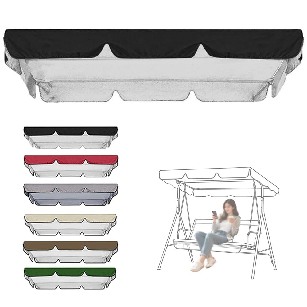 Toldo para columpio de jardín negro y cubierta impermeable de repuesto para silla exterior