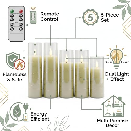 Image of Patiphan LED String Candles - Remote Control Button Battery (Fully Transparent)