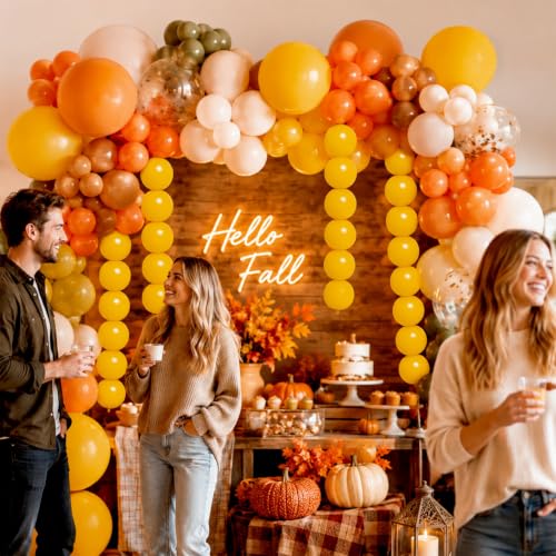 Image of Mustard Yellow Linking Balloons, 100PCS 6'' Dark Yellow Quick Link Balloons | Tail Balloons for Balloon Garland Arch, Fall Thanksgiving Harvest Sunflower Birthday Baby Shower Wedding Party Decorations