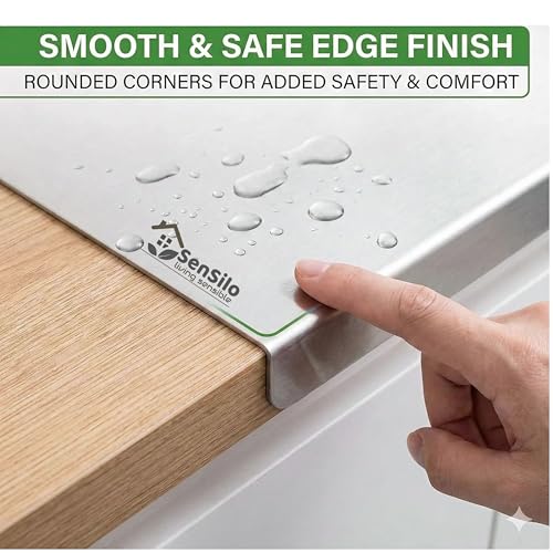 Image of Sensilo Counter Top Stainless Steel Chopping Cutting Board Vegetable,Fruit,Bread & Durable Safe & Heavy Duty, (41 x 31 cm, Counter Top)