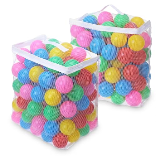 2PCS Ball Pit Balls Bags Reusable Storage Mesh Bag for Storage Colorful Ocean Pool Toys/Multicolored Pit Balls 16.5 X 8.2 X 14.6 Inches (Only Storages Bag No Ball)