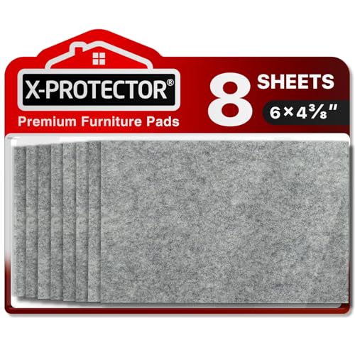 Image of X-Protector Pack of 8 Felt Pads 15 x 11 cm Premium Furniture Gliders Grey Felt Self-Adhesive