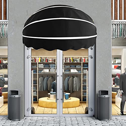 Auvent rond rétractable pour porte extérieure store pliable de fenêtre noir