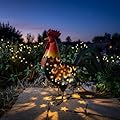 HONGLAND Metal Rooster Yard Decor,18" Solar Chicken Garden Statues Outdoor,Farm Animals Lawn Decorative Ornaments Outside for Home Patio Backyard Landscape