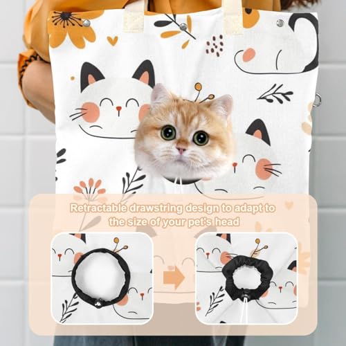 Sac de transport pour chat en toile à motif mignon de fleur - 4