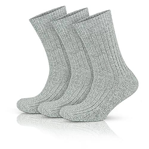 GoWith 3 Pairs Men's Thick Merino Wool Socks, Warm Cozy Winter Crew Socks, Thermal Full-Terry Fuzzy Knit Socks