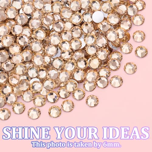 Image of 25000Pcs Resin Rhinestones for Crafting, Champagne 2-6mm Mixed Sizes Non Hotfix Flatback Gems with 1Pcs Glue, Bedazzling Crystal for DIY Craft Clothing Mugs Tumblers Shoes Fabric Decor Nail Art