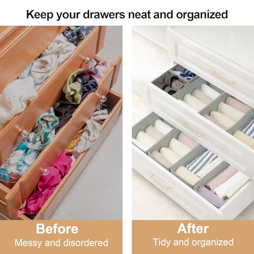 Fordonral-Drawer-Organizer-Clothes-Foldable-Fabric-Dresser-Organizer-Closet-Organizers-and-Storage-Box-for-UnderwearFolded-ClothesBaby-ClothingSocksBraTowelsTies6M6SGray
