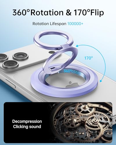 Image of SYNCWIRE Magnetic Phone Ring Holder, for MagSafe Phone Grip Stand Kickstand | 360 Rotation, Double-Sided Magnet, Cell Phone Grip Finger Holder, for iPhone 17 16 15 14 13 12 Pro Max, MagSafe Accessories