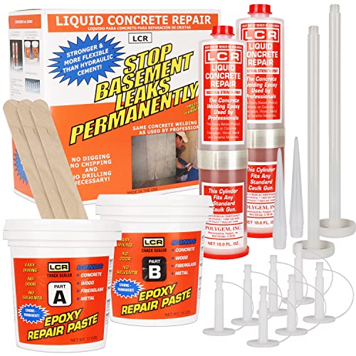 Polygem LCR Epoxy Concrete Crack Repair Kit - Stops Leaks - High-Performance Structural Bonding -...