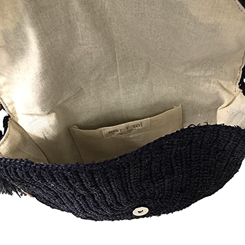 Lila Women's Crocheted Raffia Straw Flap Crossbody Bag O/S2