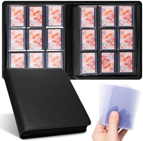 Toploader Binder, Holds 252 Toploaders For Cards, 9 Pocket, 9 Toploaders Included, Zipper Closure, Pockets For Tcg, Sports, Games, Trading Cards - Keyufox - Black