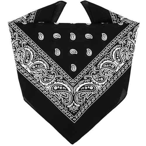 ZENO Schwarz Bandana – 100% Baumwolle & Natürliche Fasern – Schwarz Halstuch Ohne Polyester – Hochwertig, Weich, Langlebig & Waschmaschinenfest – Bandana Herren & Damen – Unisex & Kinder