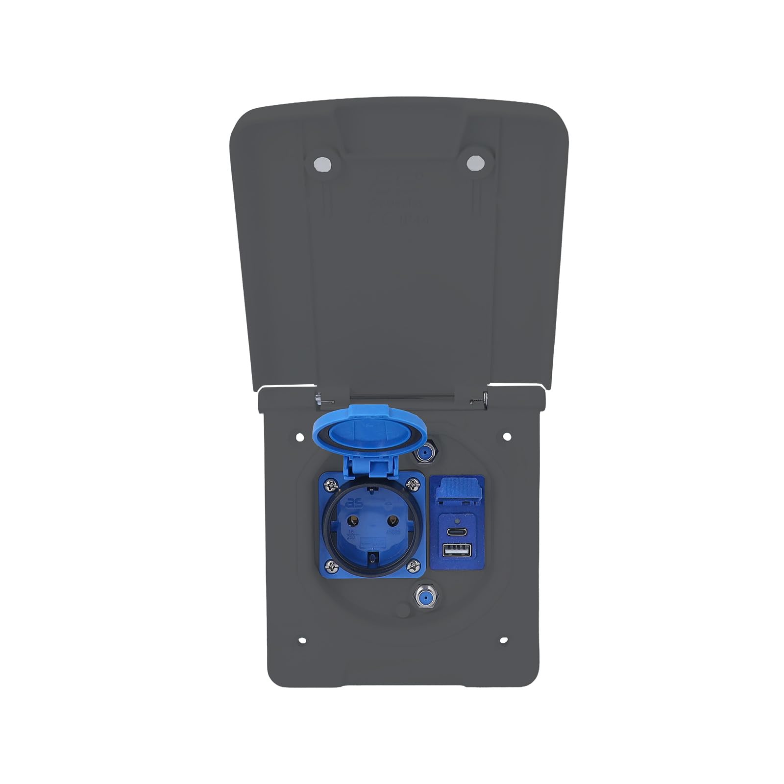 as - Schwabe Caravan Awning Socket with USB-C  USB-A, SAT Connection and 230 V Socket - Caravan Outdoor Socket IP44 for Motorhome  Camper, White