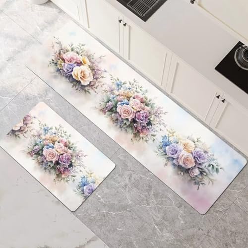 Alfombra de cocina rosa súper absorbente, ideal para un pasillo o comedor elegante 2