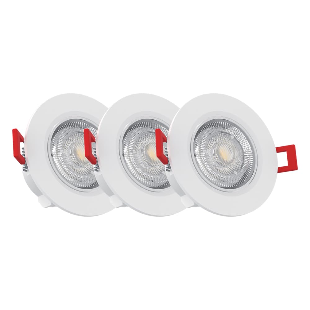 Xanlite PACK3SEL345D Confezione 3SEL345D Plafoniera luminosa da incasso, set di 3 faretti a LED integrati, dimmerabile, bianco caldo, confezione 3SEL345D, 5 W