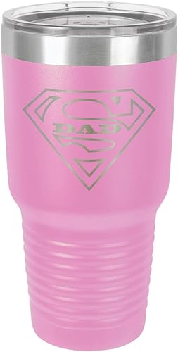 Miniatura 10 de SUPER DAD-B PINK - Vaso de bebida de 30 onzas con popote y tapa superior deslizante, taza de viaje grabada con láser, comparación con Yeti Rambler