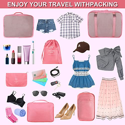 8 Set Packing Cubes for Suitcases, kingdalux Travel Luggage Packing Organizers with Laundry Bag, Compression Storage Shoe Bag, Clothing Underwear Bags, for Women & Man - Image 4