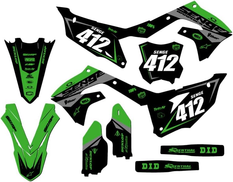 2021-2023 KX 250 X Binary Green Senge Graphics Complete Kit with Rider I.D. Compatible with Kawasaki