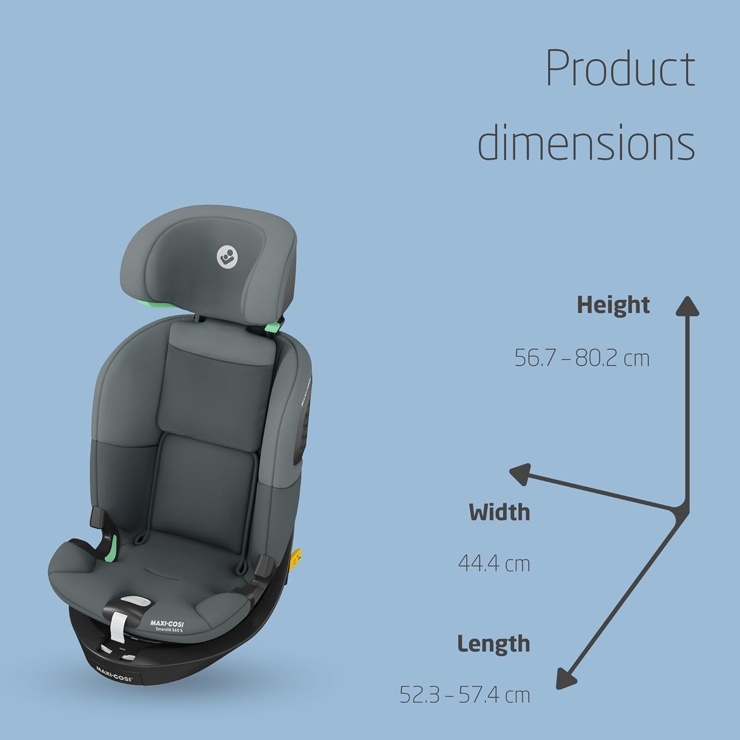 Maxi-Cosi Titan S i-Size, Seggiolino auto per bambini, 15 mesi-12 anni (76-150 cm), Seggiolino auto ISOFIX, Reclinabile 5 posizioni, 13 posizioni del poggiatesta, Protezione G-CELL, Tonal Graphite