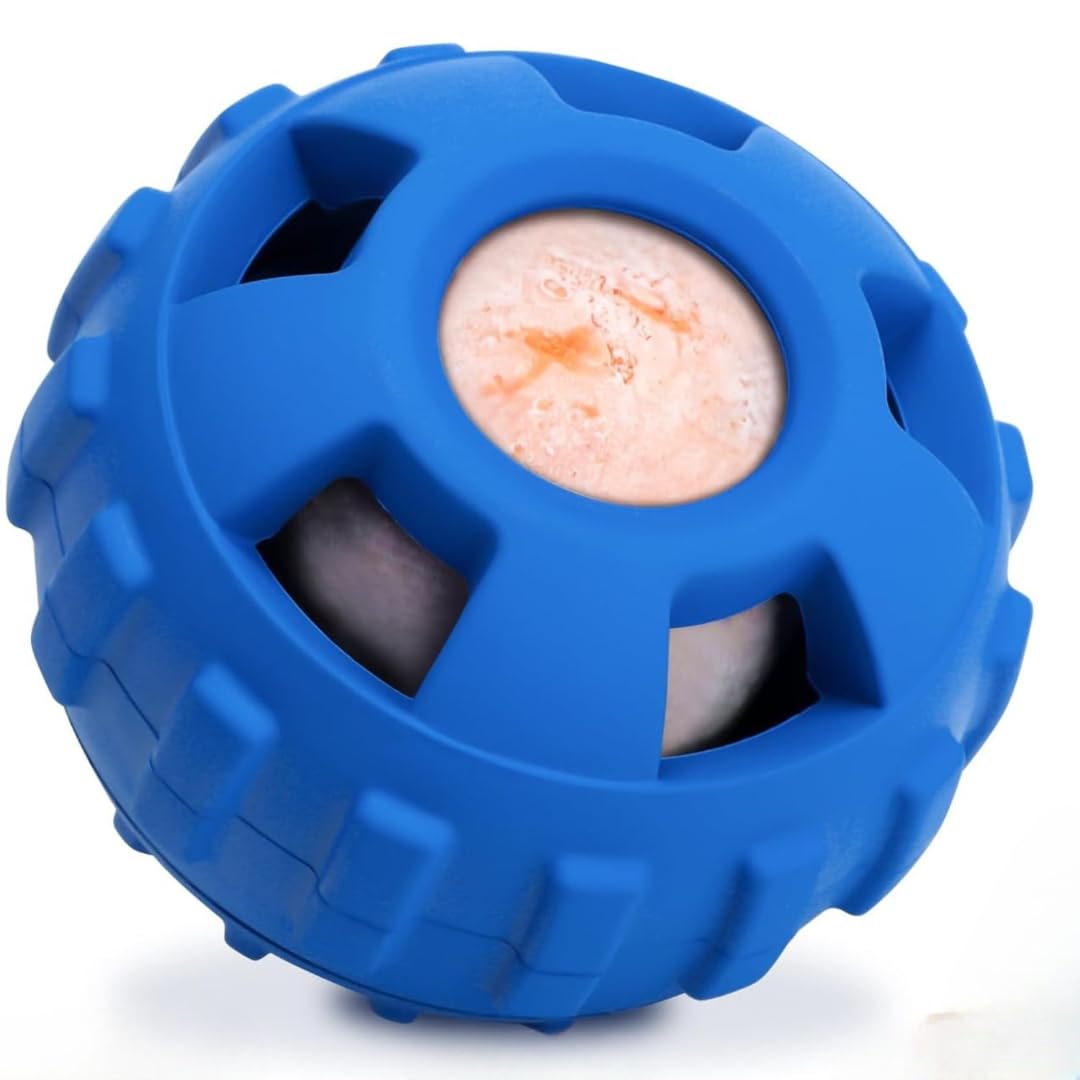 Ewalkor 4-in-1 Dog Toys, Frozen Dog Treat to Keep Them Busy, Treats Puzzle Ball Toy, Interactive Treat Dispensing Dog Toy, Durable Rubber Chew Toys, DIY Freezable Fillable Treat Toy (Blue Medium)