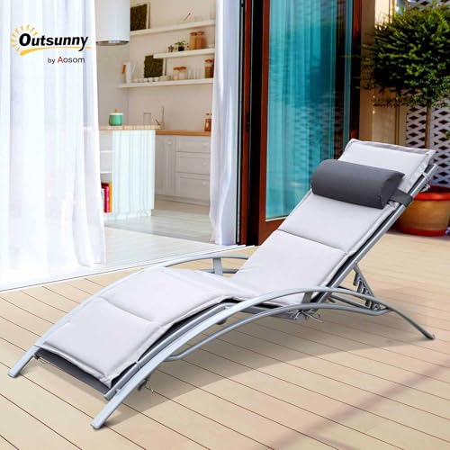 Outsunny Sonnenliege Gartenliege Gartenstuhl Relaxsessel Liegestuhl Aluminium, grau - 2