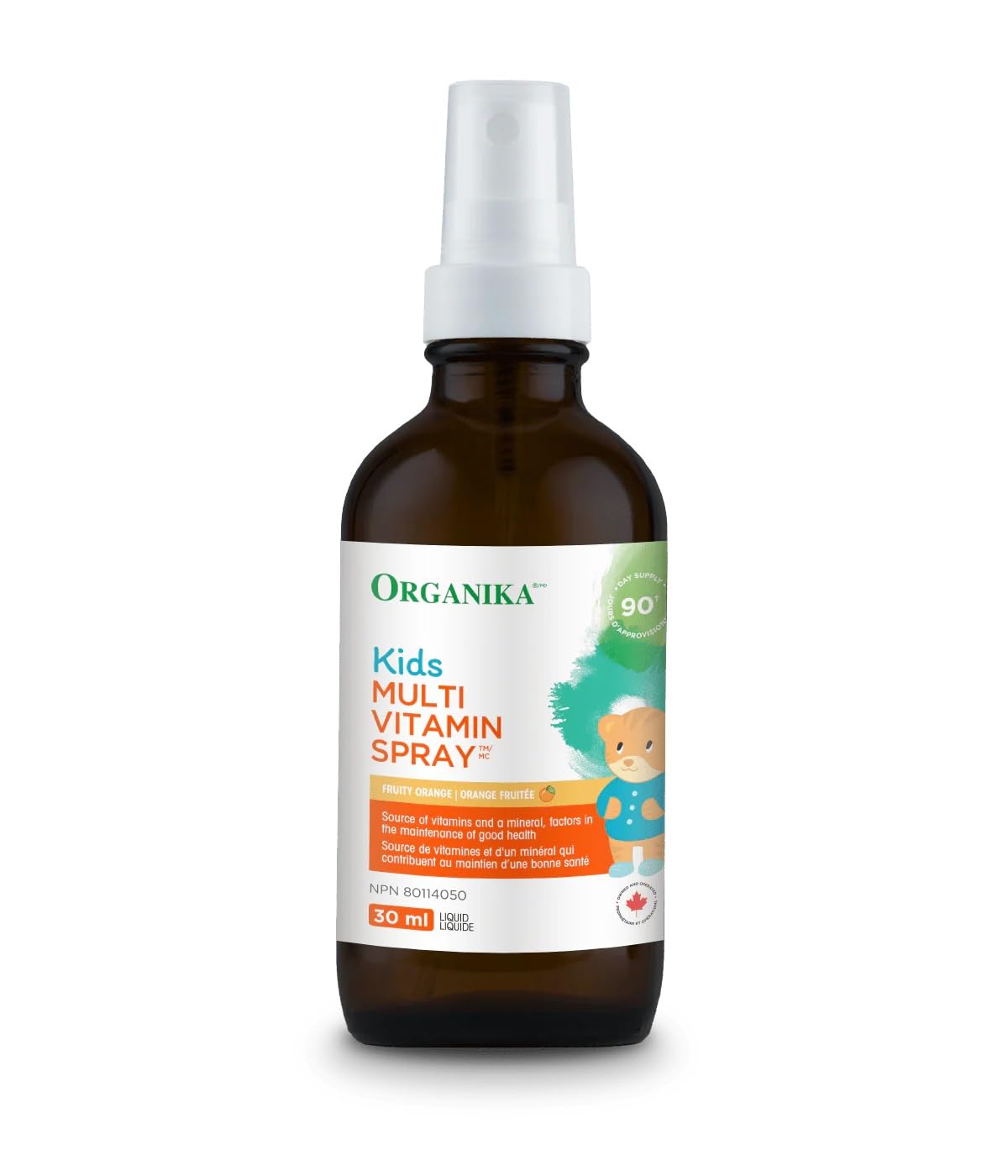 Organika Canadian-Made Kids Multivitamin Spray - Orange Flavour - Recommended Age 1-3- 30ml