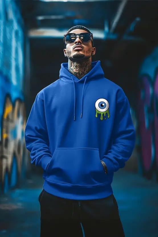 Image of Veirdo Cotton Poly Fleece Oversized Hooded Sweatshirt Baggy Fit Stylish Pocket Graphic Printed Hoodie for Men (Available in Sizes: S to 3XL)