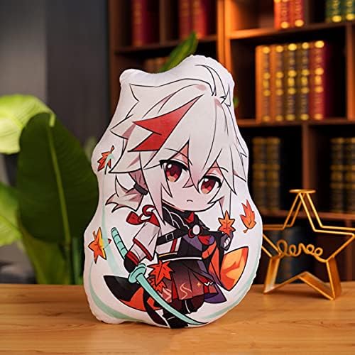 TANSHOW Genshin Impact Double-Sided Printed Hugging Manga Cosplay Plush Toy Throw Pillow 17.7in for Halloween Decorations Birthday Gift Cute Holiday Toys Gift for Kids (kazuha)