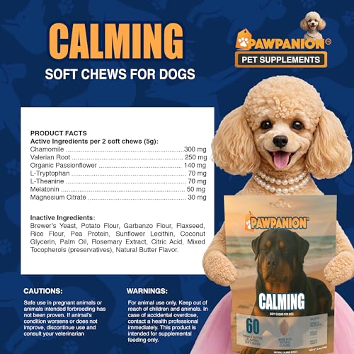 Image of Dog Calming Soft Chews with L-Theanine, 60 Count | Chamomile, valerian root, passionflower and melatonin support calm behavior during travel, storms and separation.