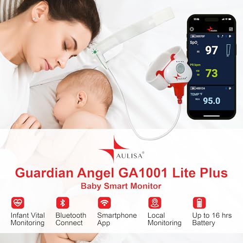 Smart Baby Monitor - Guardian Angel GA1001 Lite Plus - Bluetooth Baby Foot Monitor for Infants - Baby Heartbeat Monitor Up to 22 Lbs - 9" L x 6.6" W x 2.6" H - Thumbnail 2