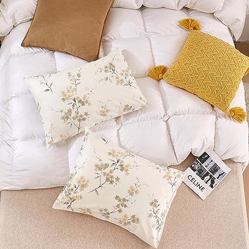Ecocott VINTAGE WASH PAINTING FLORAL PILLOW CASE S Set, 100% Cotton Standard Pillow Covers Envelope Closure  thumb #3