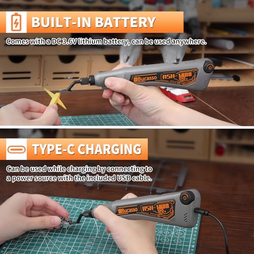 Image of Reciprocating Sander, Variable Speed and USB Charging with LED Light, Pen Sander With 6pcs Sanding Head, Fit for Sanding, Polishing, Finishing, DIY Crafts (Grey)
