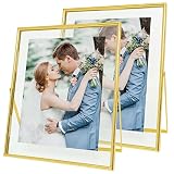 Qiannhee 8x10 Floating Frame Set of 2, Picture Frame Hold 8x10in 6x8in 5x7in Photo for Tabletop, Gla