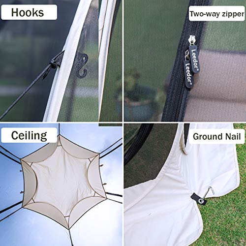 Leedor Gazebos for Patios Screen House Room 6-8 Person Canopy Mosquito Net Camping Tent Dining Pop Up Sun Shade Shelter Mesh Walls Not Waterproof Beige,10'x10' - Thumbnail 7